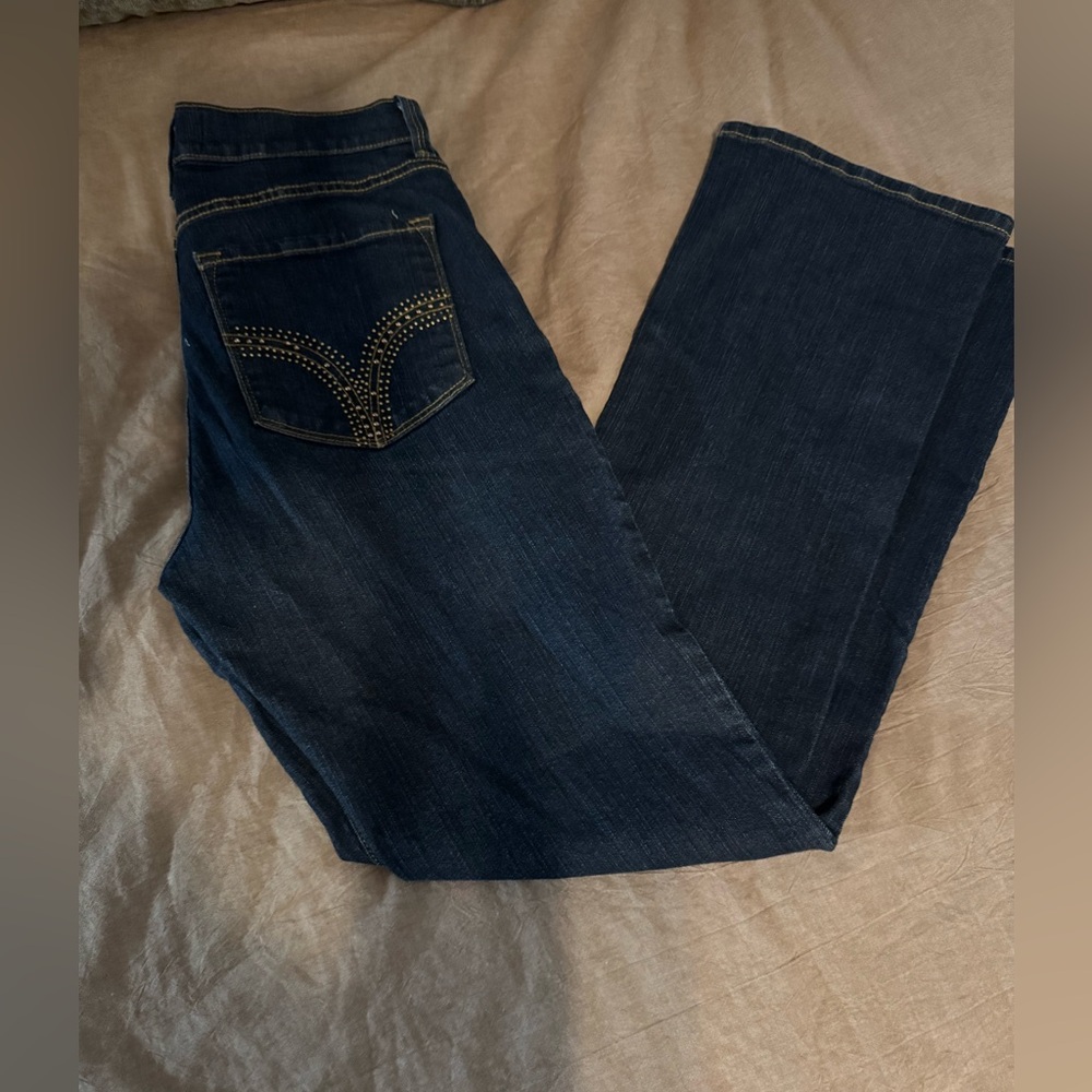 NYDJ Dark Blue Boot Cut Jeans with Gold Accents